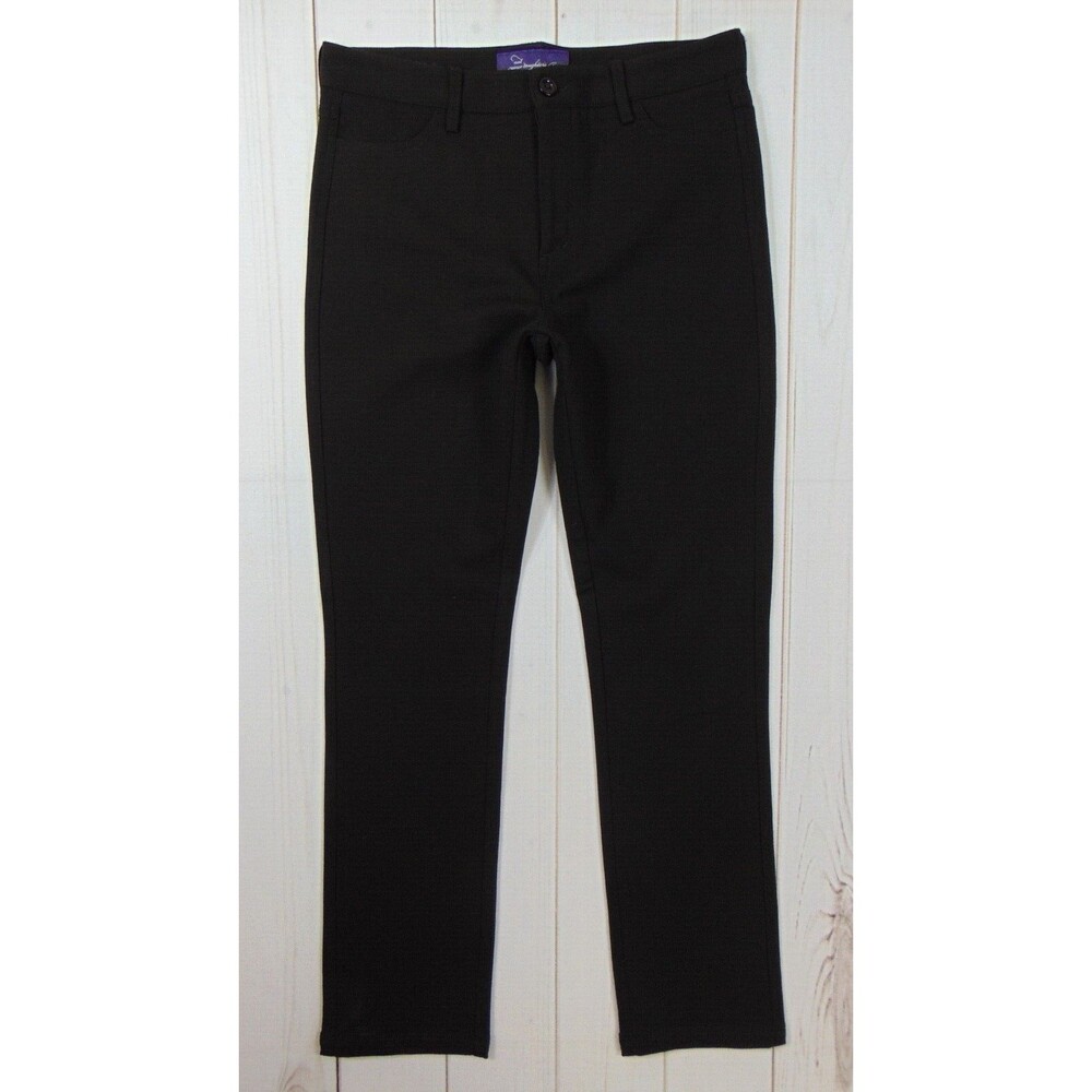NYDJ Pants Women's 8P Dark Brown Mid Rise Pockets Stretch Straight Leg 8 Petite